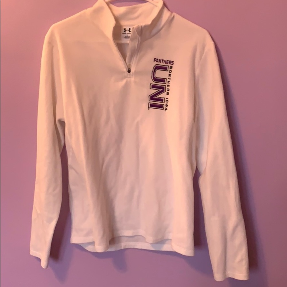 White UNI panthers fuzzy pullover